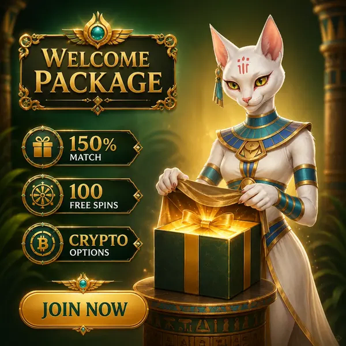 The Flame Priestess unveiling welcome package at AmunRa as new players sign up