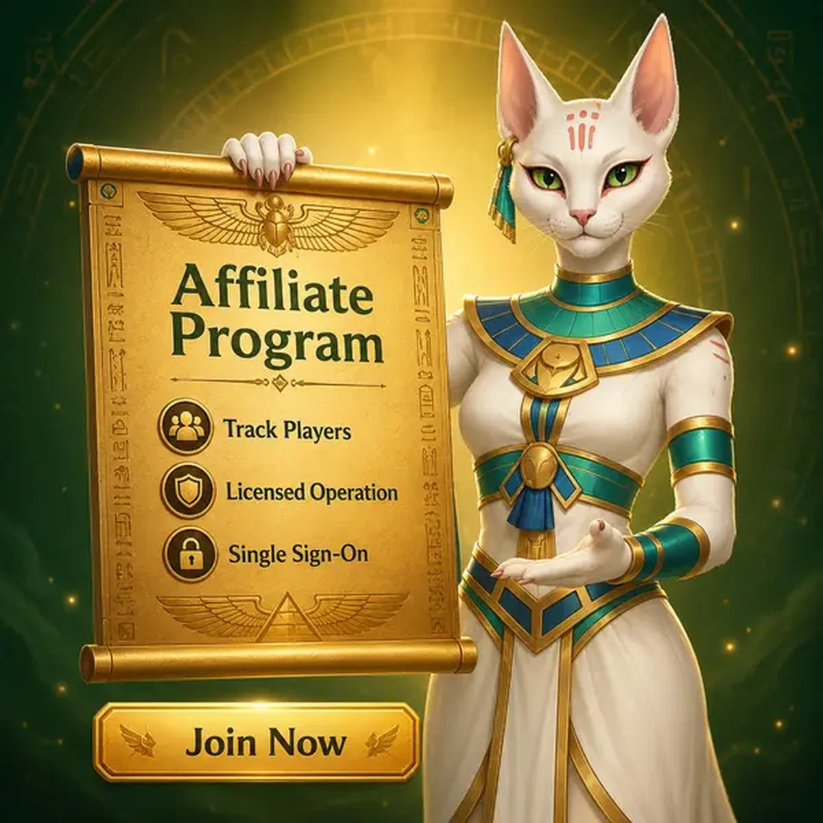 Flame Priestess presenting affiliate partnership contract at Player Attribution and Tracking Architecture