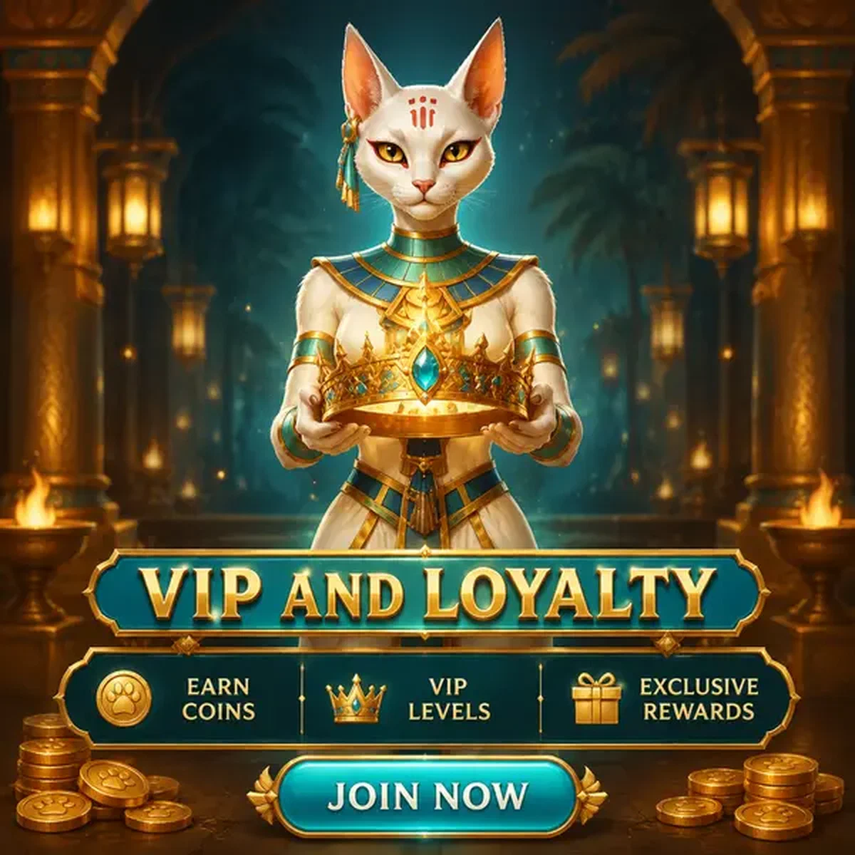 Flame Priestess presents golden VIP crown at AmunRa Casino loyalty program hall